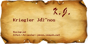Kriegler János névjegykártya