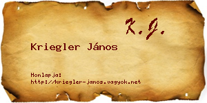 Kriegler János névjegykártya